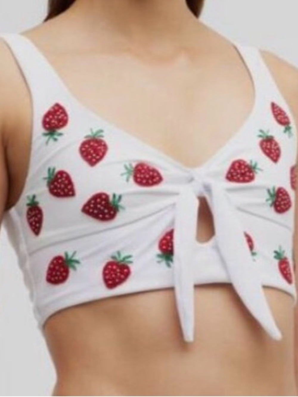Oceanus beaded strawberry swim top